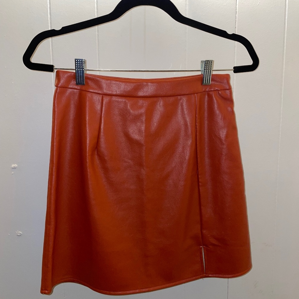 orange pleather nasty gal mini skirt